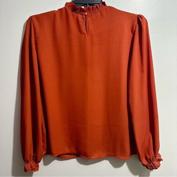 Elegant Rust Blouse High Neck Orange (963) - Picture 4 of 4